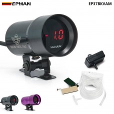 EPMAN 37mm COMPACT MICRO DIGITAL SMOKED VACUUM GAUGE UNIVERSAL 3-4-6-8 CYLINDER ENGINES Black EP37BKVAM